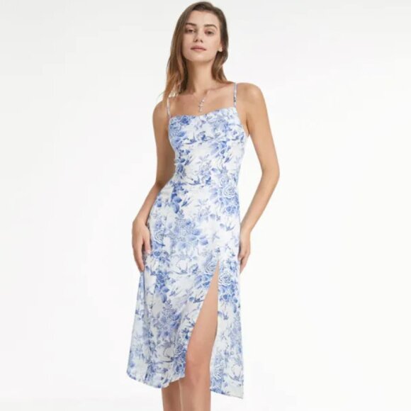 Commense Sweetheart Cloud Floral Slit Strap Dress - Fits 10/12 - Picture 1 of 7